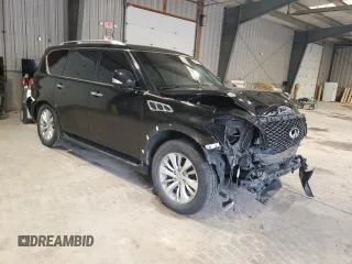 2015 Infiniti QX80 with VIN JN8AZ2NE7F9080402, listed as a Copart auction lot 52141295 with 0 mi miles and Salvage Title. Bid and sale history available at carsss.com. Image 4.