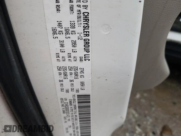 2012 Dodge Grand Caravan SE with VIN 2C4RDGBG8CR251423, listed as a Copart auction lot 85516014 with 119,149 mi miles and Clean Title. Bid and sale history available at DreamBid. Image 13.