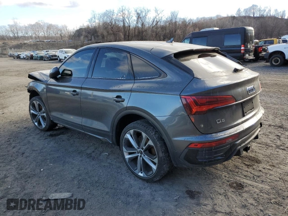 2023 Audi Q5 Sportback S line Premium Plus with VIN WA15AAFY8P2118635, listed as a Copart auction lot 87265094 with 20,844 mi miles and Salvage title. Bid and sale history available at DreamBid. Image 2.