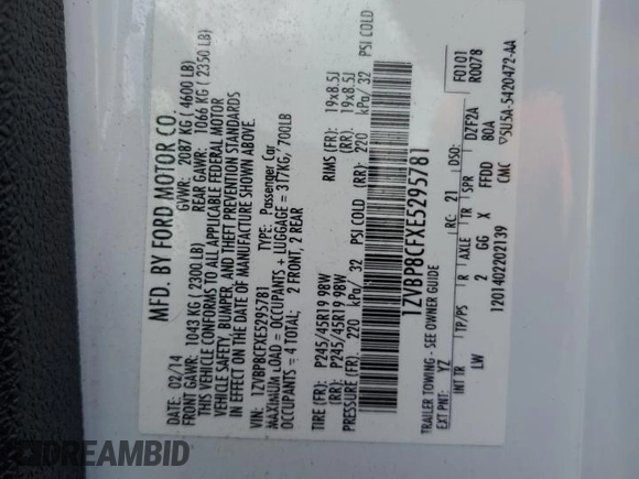 2014 Ford Mustang GT with VIN 1ZVBP8CFXE5295781, listed as a Copart auction lot 58222195 with 118,963 mi miles and Salvage title. Bid and sale history available at DreamBid. Image 13.