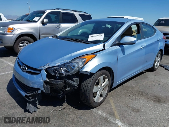 2012 Hyundai Elantra Limited with VIN KMHDH4AE7CU411271, listed as a IAAI auction lot 41840773 with 93,602 mi miles. Bid and sale history available at carsss.com. Image 2.