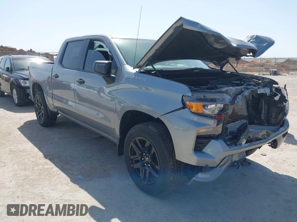2024 Chevrolet Silverado 1500 Custom with VIN 3GCPABEK4RG279124, listed as a IAAI auction lot 41829561 with 6,743 mi miles and . Bid and sale history available at DreamBid. Image 1.