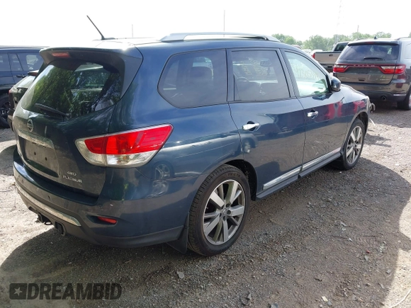 2013 Nissan Pathfinder Platinum with VIN 5N1AR2MM8DC655963, listed as a IAAI auction lot 42305344 with 176,498 mi miles and . Bid and sale history available at DreamBid. Image 4.