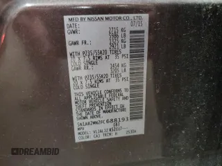 2015 Nissan Pathfinder S with VIN 5N1AR2MN2FC688193, listed as a Copart auction lot 56907995 with 112,624 mi miles and Salvage title. Bid and sale history available at DreamBid. Image 14.