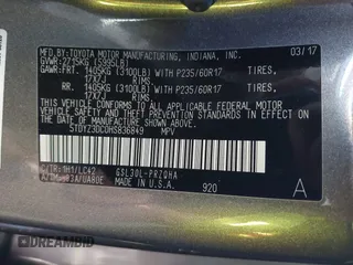 2017 Toyota Sienna XLE Auto Access Seat with VIN 5TDYZ3DC0HS836849, listed as a IAAI auction lot 41846570 with 158,056 mi miles and . Bid and sale history available at DreamBid. Image 9.