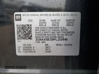 2023 Chevrolet Equinox LS with VIN 3GNAXSEG9PL153949, listed as a Copart auction lot 65366855 with 35,276 mi miles and Salvage title. Bid and sale history available at DreamBid. Image 13.
