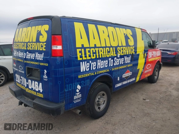 2023 Chevrolet Express Cargo with VIN 1GCWGAFP3P1219054, listed as a IAAI auction lot 41615581 with 36,622 mi miles and . Bid and sale history available at DreamBid. Image 4.