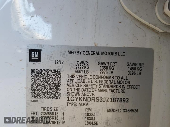 2018 Cadillac XT5 Luxury AWD с VIN 1GYKNDRS3JZ187893, выставлен на аукционе Copart как лот 58516375 с пробегом 60 992 миль миль и Списание • Salvage title. История ставок и продаж доступна на DreamBid. Изображение 13.