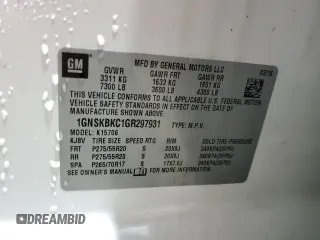 2016 Chevrolet Tahoe LT z VIN 1GNSKBKC1GR297931, wystawiony jako Copart lot #58213565 z przebiegiem 165 140 mil mil oraz Szkoda całkowita • Salvage title. Historia ofert i sprzedaży dostępna na DreamBid. Obrazek 14.