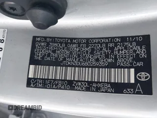 2011 Toyota Prius I with VIN JTDKN3DU6B0259359, listed as a IAAI auction lot 41450726 with 205,712 mi miles and . Bid and sale history available at DreamBid. Image 9.