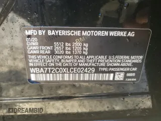 2020 BMW 7 Series 740i with VIN WBA7T2C0XLCE02429, listed as a Copart auction lot 42574835 with 73,970 mi miles and Salvage Title. Bid and sale history available at carsss.com. Image 14.
