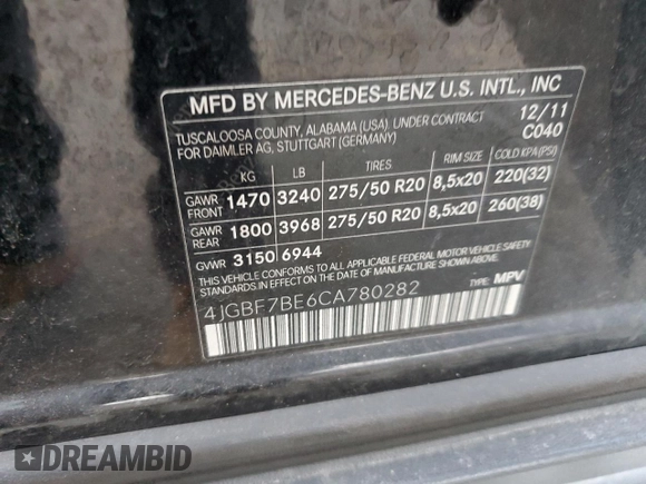 2012 Mercedes-Benz GL-Class GL 450 with VIN 4JGBF7BE6CA780282, listed as a Copart auction lot 79071644 with 156,894 mi miles and Salvage Title. Bid and sale history available at carsss.com. Image 14.