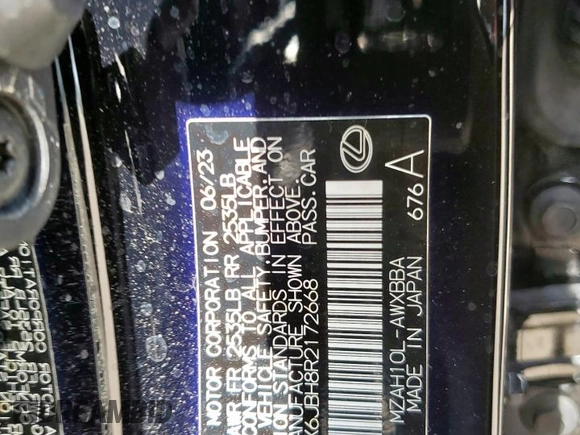 2024 Lexus UX 250h with VIN JTHX6JBH8R2172668, listed as a Copart auction lot 58179335 with 12,581 mi miles and Salvage title. Bid and sale history available at DreamBid. Image 12.