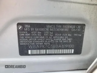 2011 BMW 3 Series 328i xDrive with VIN WBAPK7C56BA819100, listed as a Copart auction lot 66148664 with 121,601 mi miles and Salvage Title. Bid and sale history available at carsss.com. Image 12.