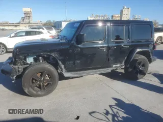 2021 Jeep Wrangler Unlimited Sahara Altitude z VIN 1C4HJXEN3MW659058, wystawiony jako Copart lot #48786955 z przebiegiem 88 618 mil mil oraz Szkoda całkowita • Salvage title. Historia ofert i sprzedaży dostępna na DreamBid. Obrazek 1.