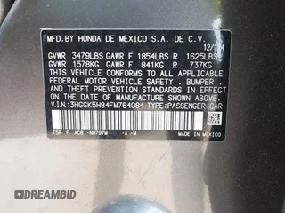 2015 Honda Fit EX-L with VIN 3HGGK5H84FM764084, listed as a IAAI auction lot 42321647 with 82,819 mi miles and . Bid and sale history available at DreamBid. Image 9.