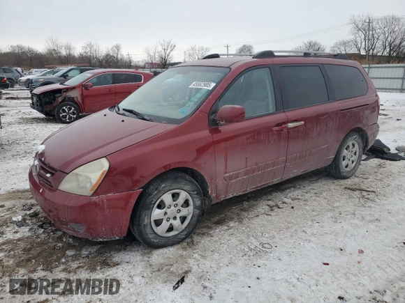 2009 Kia Sedona LX with VIN KNDMB233396271268, listed as a Copart auction lot 45562985 with 263,296 mi miles and Salvage Title. Bid and sale history available at carsss.com. Image 1.