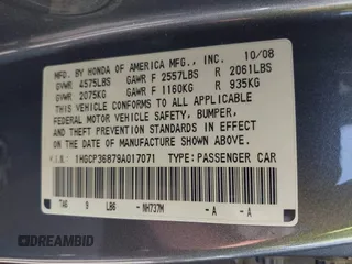 2009 Honda Accord EX-L with VIN 1HGCP36879A017071, listed as a IAAI auction lot 42107984 with 137,385 mi miles and . Bid and sale history available at DreamBid. Image 9.