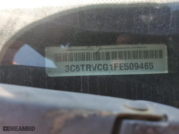 2015 Ram ProMaster Cargo Van with VIN 3C6TRVCG1FE509465, listed as a Copart auction lot 50229115 with 0 mi miles and Salvage Title. Bid and sale history available at carsss.com. Image 14.