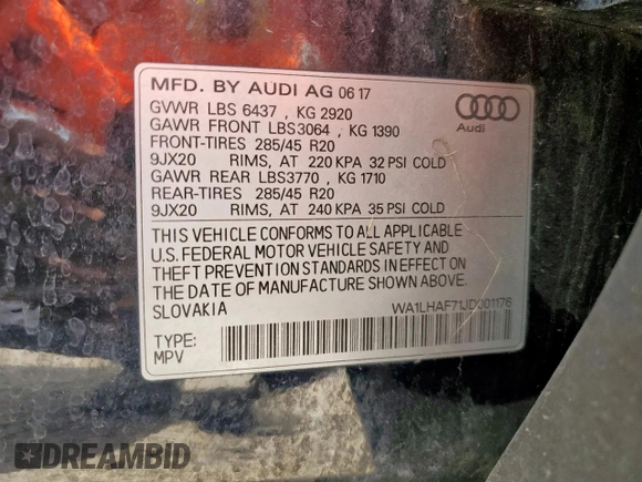 2018 Audi Q7 Premium Plus с VIN WA1LHAF71JD001176, выставлен на аукционе Copart как лот 60930415 с пробегом 101 155 миль миль и Списание • Salvage title. История ставок и продаж доступна на DreamBid. Изображение 13.