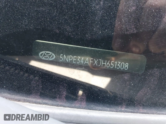 2018 Hyundai Sonata Limited with VIN 5NPE34AFXJH651308, listed as a IAAI auction lot 41539858 with 58,599 mi miles and . Bid and sale history available at DreamBid. Image 9.