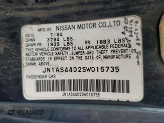 1995 Nissan 240SX z VIN JN1AS44D2SW015735, wystawiony jako Copart lot #59525185 z przebiegiem 165 974 mil mil oraz Czysty tytuł • Clean title. Historia ofert i sprzedaży dostępna na DreamBid. Obrazek 14.
