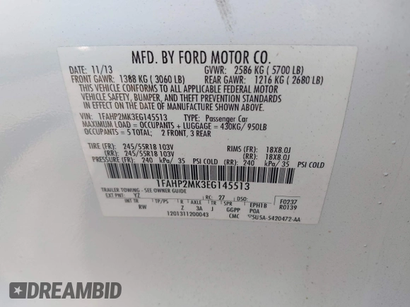 2014 Ford Police Interceptor с VIN 1FAHP2MK3EG145513, выставлен на аукционе IAAI как лот 42578327 с пробегом 126 766 миль миль и . История ставок и продаж доступна на DreamBid. Изображение 9.