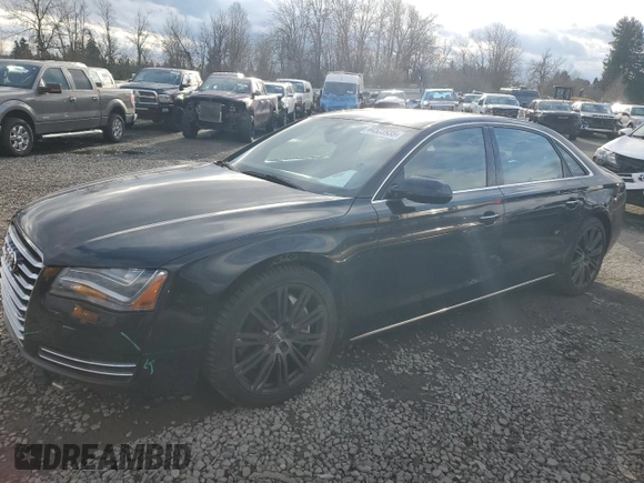2014 Audi A8 4.0T with VIN WAUR2AFD5EN007518, listed as a Copart auction lot 44523935 with 108,277 mi miles and Salvage title. Bid and sale history available at DreamBid. Image 1.