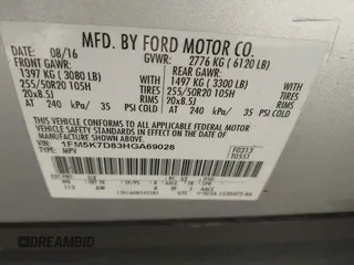 2017 Ford Explorer XLT with VIN 1FM5K7D83HGA69028, listed as a IAAI auction lot 41977896 with 169,283 mi miles and . Bid and sale history available at carsss.com. Image 9.