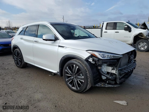 2023 Infiniti QX50 SENSORY with VIN 3PCAJ5EB0PF110664, listed as a Copart auction lot 46588435 with 36,017 mi miles and Salvage Title. Bid and sale history available at carsss.com. Image 4.