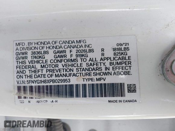 2024 Honda Pilot Touring z VIN 5FNYG1H71RB005034, wystawiony jako IAAI lot #42371878 z przebiegiem Nie podano mil oraz . Historia ofert i sprzedaży dostępna na DreamBid. Obrazek 9.