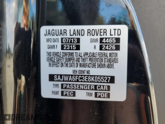 2014 Jaguar F-Type S with VIN SAJWA6FC3E8K05527, listed as a Copart auction lot 72616144 with 58,028 mi miles and Salvage Title. Bid and sale history available at DreamBid. Image 12.