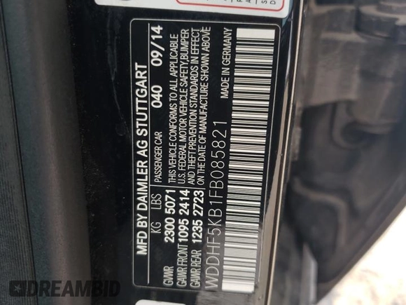 2015 Mercedes-Benz E 350 Sport with VIN WDDHF5KB1FB085821, listed as a Copart auction lot 43176365 with 128,177 mi miles and Salvage title. Bid and sale history available at DreamBid. Image 12.