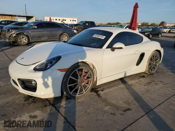 2014 Porsche Cayman S с VIN WP0AB2A83EK193755, выставлен на аукционе Copart как лот 83566134 с пробегом 49 965 миль миль и Списание • Salvage title. История ставок и продаж доступна на DreamBid. Изображение 1.