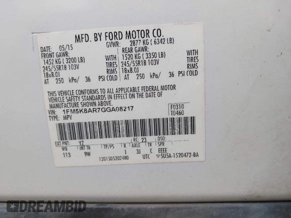 2016 Ford Police Interceptor Utility z VIN 1FM5K8AR7GGA08217, wystawiony jako IAAI lot #42180179 z przebiegiem 122 649 mil mil oraz . Historia ofert i sprzedaży dostępna na DreamBid. Obrazek 9.