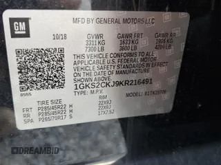 2019 GMC Yukon Denali with VIN 1GKS2CKJ9KR216491, listed as a Copart auction lot 45737455 with 52,955 mi miles and Salvage Title. Bid and sale history available at carsss.com. Image 13.