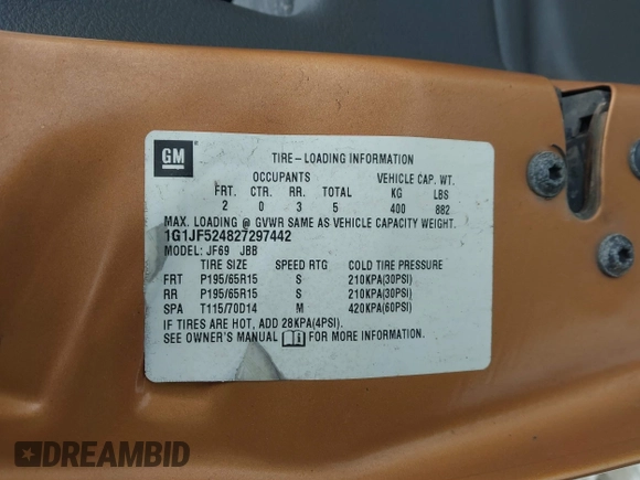 2002 Chevrolet Cavalier LS z VIN 1G1JF524827297442, wystawiony jako IAAI lot #41737257 z przebiegiem 92 765 mil mil oraz . Historia ofert i sprzedaży dostępna na DreamBid. Obrazek 9.