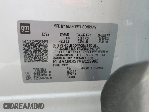 2024 Buick Encore GX Preferred with VIN KL4AMBS27RB129982, listed as a Copart auction lot 58310415 with Not provided miles and Clean title. Bid and sale history available at DreamBid. Image 13.
