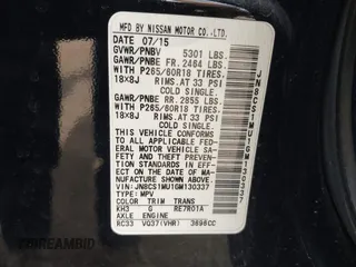 2016 Infiniti QX70 with VIN JN8CS1MU1GM130337, listed as a IAAI auction lot 42124059 with 148,876 mi miles and . Bid and sale history available at DreamBid. Image 9.