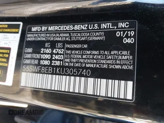 2019 Mercedes-Benz C 300 with VIN 55SWF8EB1KU305740, listed as a IAAI auction lot 41288686 with 101,908 mi miles and . Bid and sale history available at carsss.com. Image 9.
