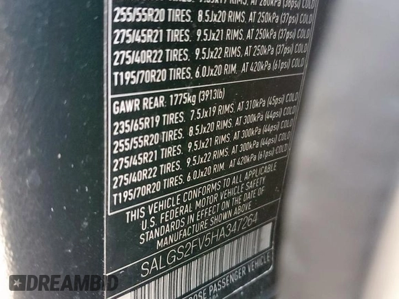 2017 Land Rover Range Rover HSE с VIN SALGS2FV5HA347264, выставлен на аукционе Copart как лот 59126475 с пробегом 94 968 миль миль и Чистый • Clean title. История ставок и продаж доступна на DreamBid. Изображение 13.