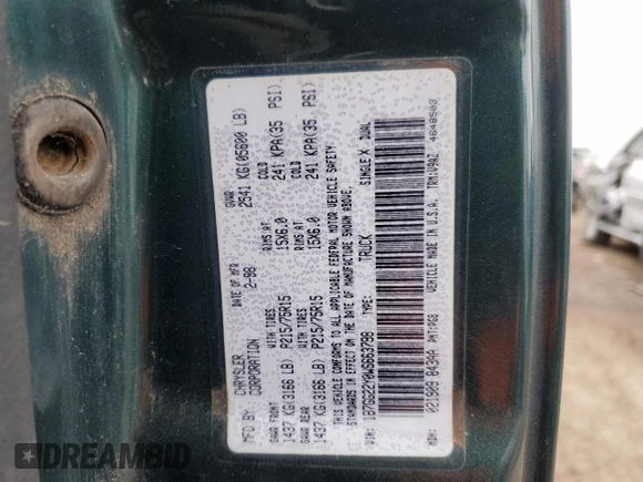 1998 Dodge Dakota SLT with VIN 1B7GG22Y0WS663798, listed as a Copart auction lot 44569915 with 0 mi miles and Salvage Title. Bid and sale history available at carsss.com. Image 12.