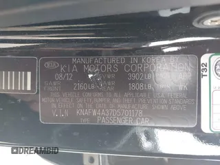 2013 Kia Forte SX with VIN KNAFW4A37D5701178, listed as a IAAI auction lot 41796171 with 187,086 mi miles. Bid and sale history available at carsss.com. Image 9.