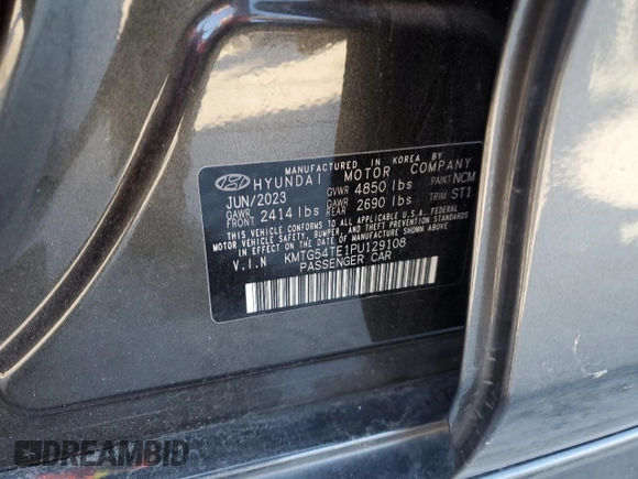 2023 Genesis G70 3.3T with VIN KMTG54TE1PU129108, listed as a Copart auction lot 89346275 with 22,457 mi miles and Salvage Title. Bid and sale history available at DreamBid. Image 12.