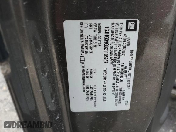 2002 GMC Savana z VIN 1GJHG39G021105787, wystawiony jako Copart lot #85583094 z przebiegiem 237 470 mil mil oraz Szkoda całkowita • Salvage title. Historia ofert i sprzedaży dostępna na DreamBid. Obrazek 13.