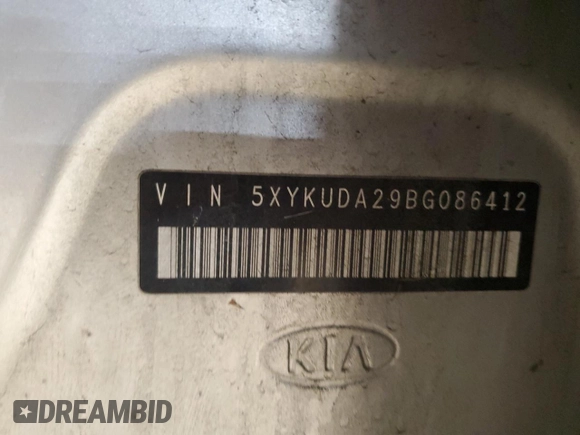 2011 Kia Sorento EX with VIN 5XYKUDA29BG086412, listed as a Copart auction lot 48896725 with 0 mi miles and Salvage Title. Bid and sale history available at carsss.com. Image 15.