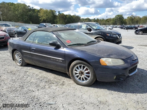 2001 Chrysler Sebring Limited with VIN 1C3EL65U01N711623, listed as a Copart auction lot 75607884 with 0 mi miles and Salvage Title. Bid and sale history available at carsss.com. Image 4.