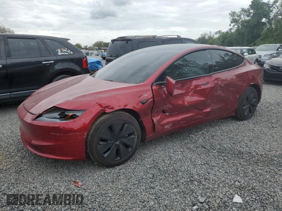 2025 Tesla Model 3 Long Range with VIN 5YJ3E1EA7SF938944, listed as a Copart auction lot 51677045 with 3,658 mi miles and Salvage title. Bid and sale history available at DreamBid. Image 1.