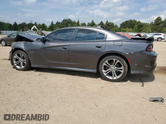 2021 Dodge Charger R/T with VIN 2C3CDXCT7MH613111, listed as a Copart auction lot 56367725 with 77,374 mi miles and Salvage title. Bid and sale history available at DreamBid. Image 2.