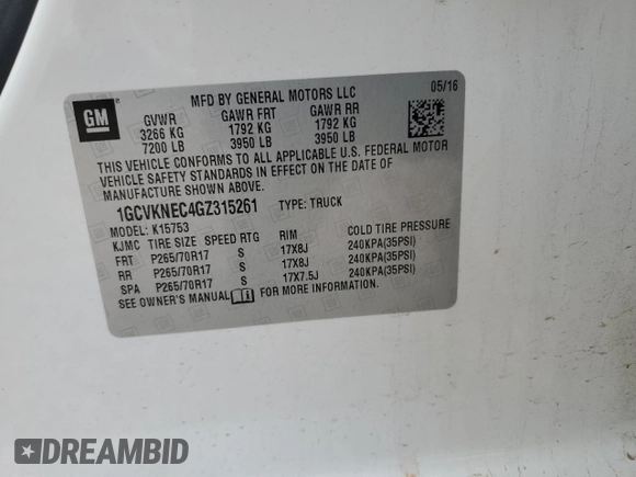 2016 Chevrolet Silverado 1500 LS with VIN 1GCVKNEC4GZ315261, listed as a Copart auction lot 70843884 with 158,497 mi miles and Salvage Title. Bid and sale history available at carsss.com. Image 12.